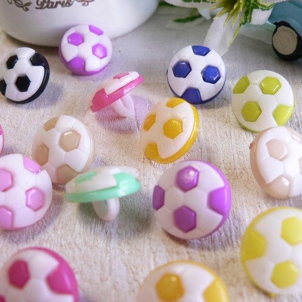 【#345】30個　13mm　サッカーボール　カラフル　ボタン　手芸　