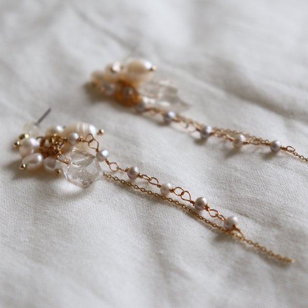 bouquet earrings - crystal and pearls
