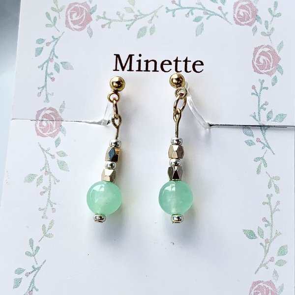 Minette☆ 天然石 ノンホールピアス ( イヤリング )–ST007 ❤︎ ピアス 変更無料 ❤︎