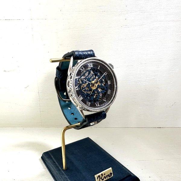 メカニックブルー　AT　ブルードラーロ　シルバー製　手作り腕時計