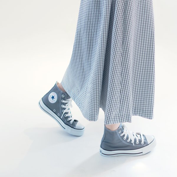 ★サンプルSALE・30％OFF★ グレー×白 ギンガムチェック ロングスカート ●GINGHAM-SAMPLE-GRAY●