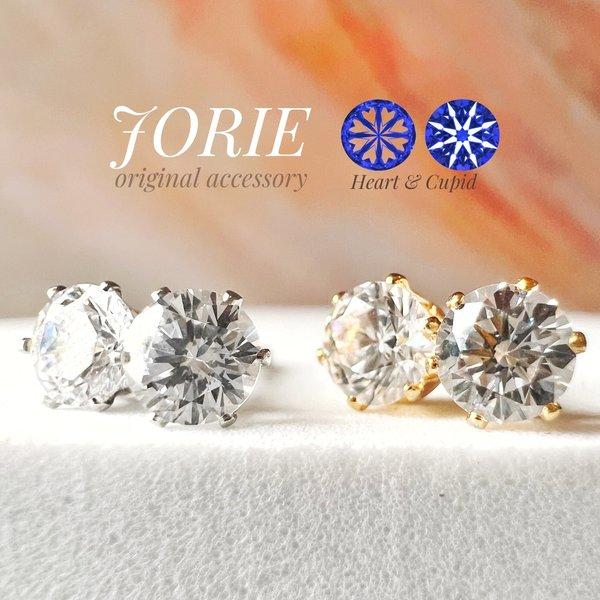 【JORIE】Heart & Cupid ♡美しい輝き一粒極上ピアス／イヤリング　サージカルステンレス刻印　