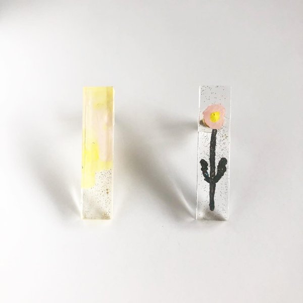 clear stick piece flower /ピアス・イヤリング/アクリル
