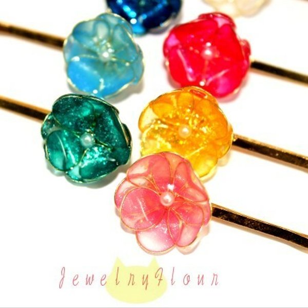 再販＊New♡宝石の花<8JewelryFlour>のヘアピン