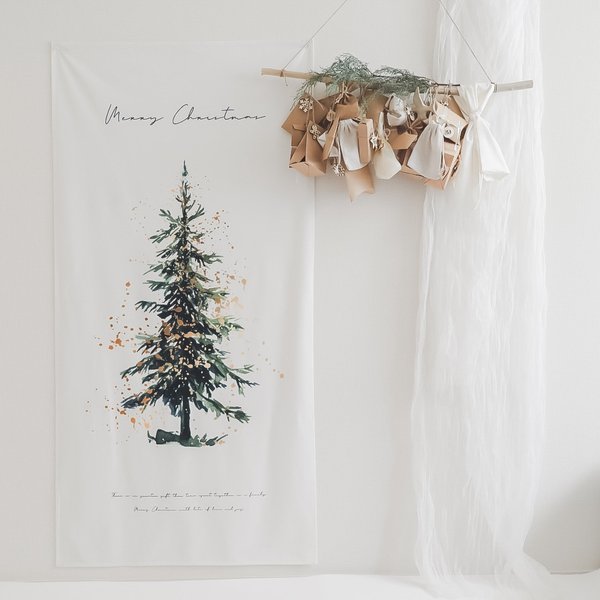 T011 【 Christmas Tree Tapestry Type-B Big 】 クリスマスタペストリー クリスマスツリー 飾り付け 縦向き 大きめ