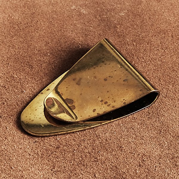 真鍮製 マネークリップ（サンカク） ブラス ゴールド 札ばさみ 札入れ 財布 コインケース ミニウォレット シンプル メンズ