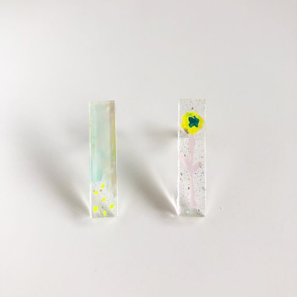 clear stick piece flower /ピアス・イヤリング/アクリル