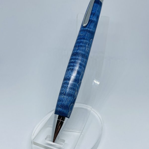 木軸ボールペン　スタビライズドウッドブルー　ホワイトシカモア