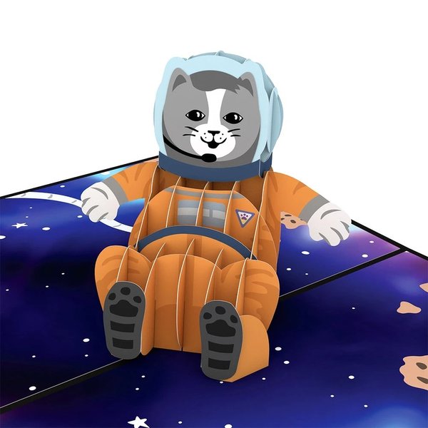 ポップアップグリーティングカード　Space Cat