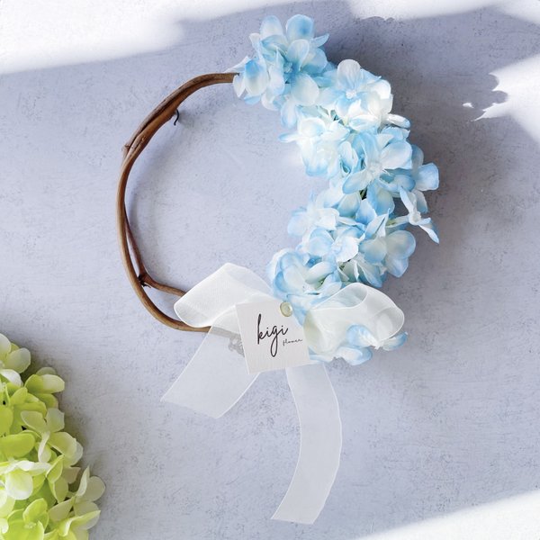 【hydrangea blue gradation wreath】紫陽花 ブルー グラデーション リース