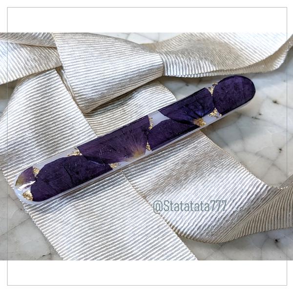 ヘアクリップ：ビオラ（紫）hair clip using dried flower