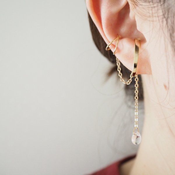 ear cuff chain         　　　　               　　 　イヤカフ　イヤーカフ　ゴールド　チェーン　しずく　