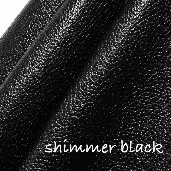 【お試しサイズ22.5cm×20cm】カルトナージュ用レザー　shimmer black(抑え目のラメブラック）