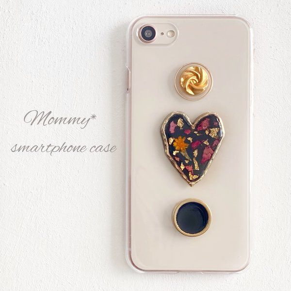 【iPhone15シリーズ対応】〈black〉Heart × Rose スマホケース/iPhoneケース