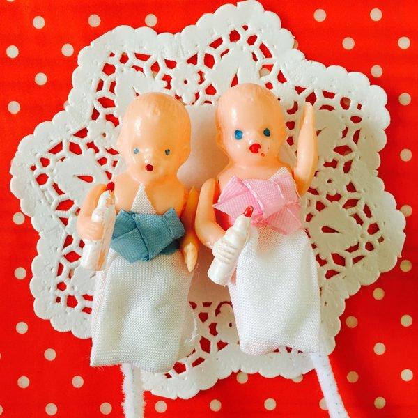 ヴィンテージ モール付き赤ちゃん人形2色セット【ミニチュア ドールハウス】