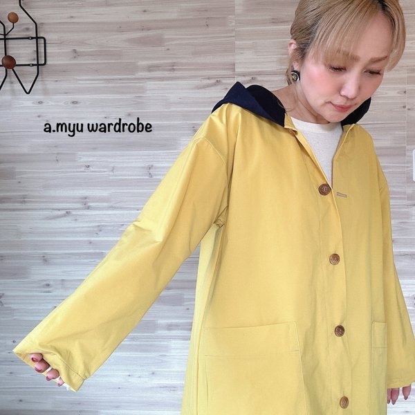 a.myuミモザ淡い黄色オーバーサイズのコートジャケット