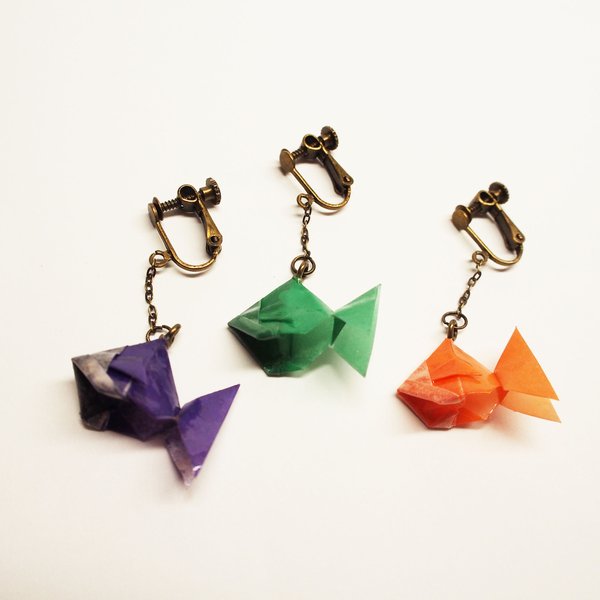 折紙金魚イヤリング　-origami goldfish earring-