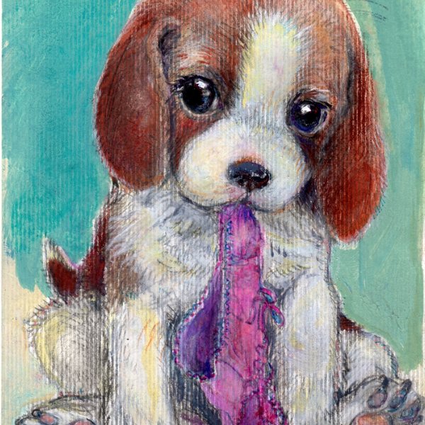 ビーグルの子犬のポストカード