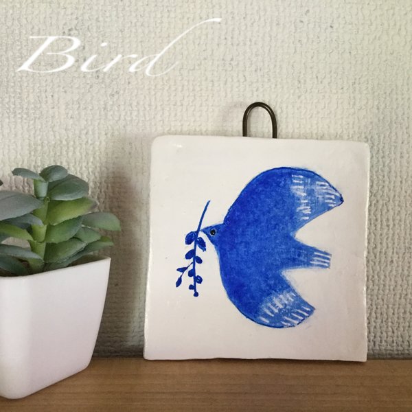 ミニタイル風　青い鳥アート