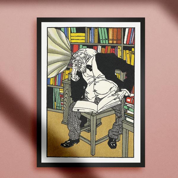 『書斎で読書』ヴィンテージポスター｜16世紀イタリア｜西洋画