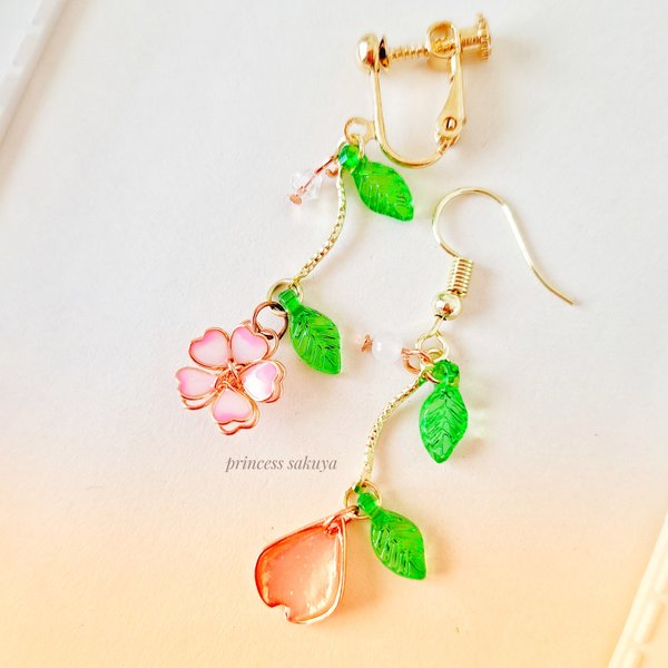 春のお花見🌸サクラ🌸ピアス&イヤリング❤️