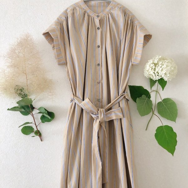 Stripe gathered onepiece ＊Ladies＊受注製作