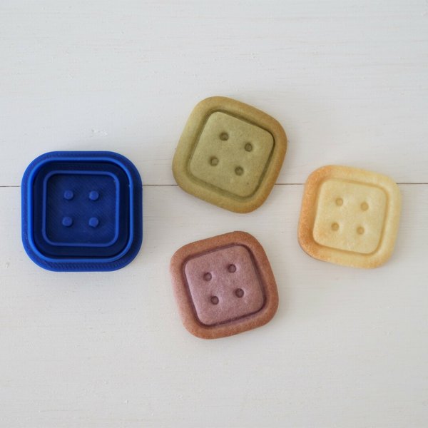 ボタン【しかく】（スタンプ付き）クッキー型・クッキーカッター