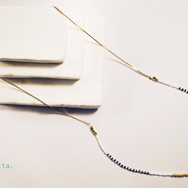 Gold x Stripe Long Necklace *Aquarium*