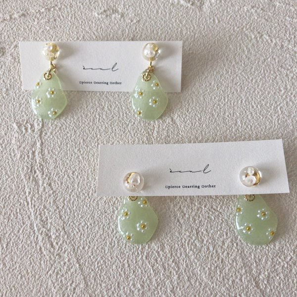 mint green /満開Daisy  ピアス&イヤリング