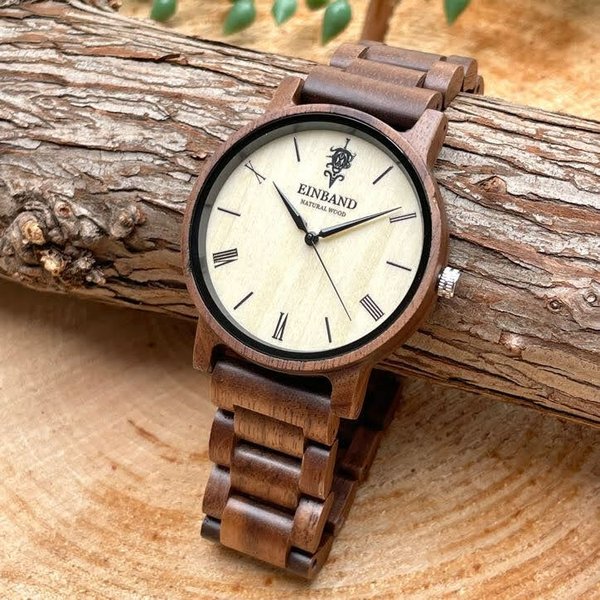 【木製腕時計】EINBAND Reise 定番 木の時計 スタイリッシュ ウッドウォッチ クルミ【40mm】
