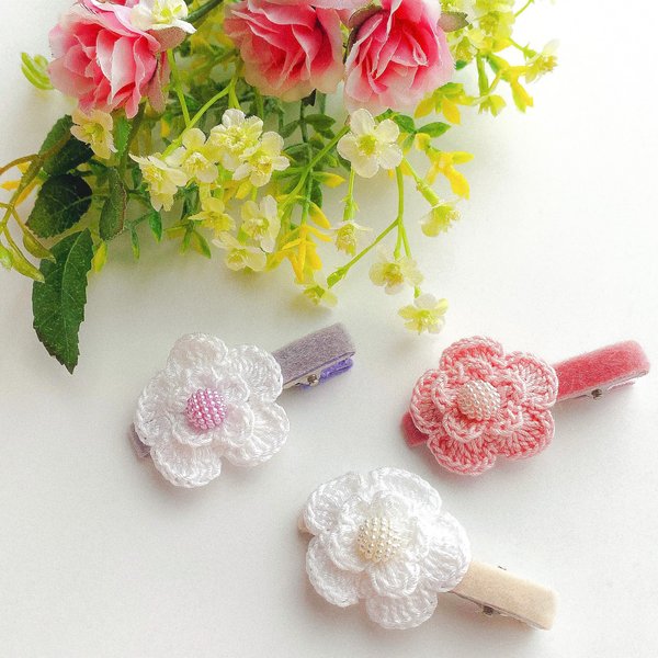 Flower hair clip (set of 3) - フラワーヘアクリップ3点セット