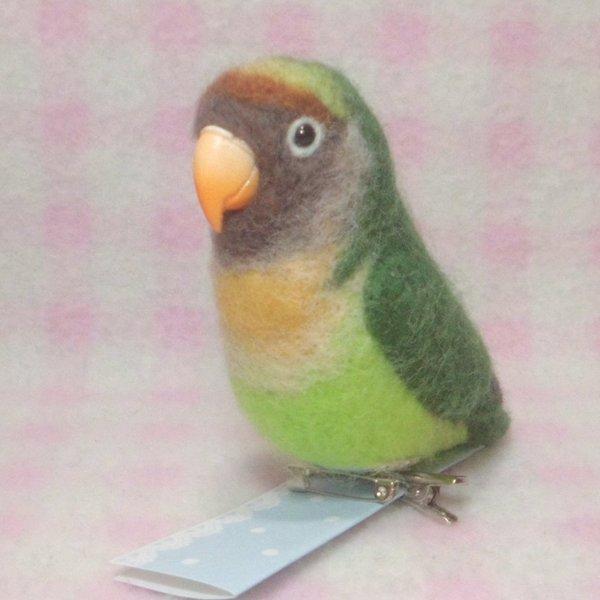 ヤエザクラインコ mini♪マグネット/ブローチ どちらか選択 足有に変更可能   受注作成　うちの子オーダー可能　 羊毛フェルト 鳥のオブジェ 羊毛インコ　羊毛フェルト　　工房小鳥屋さん