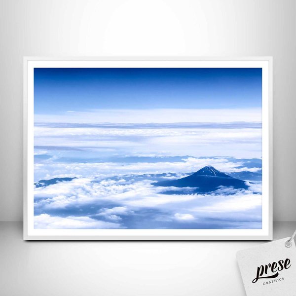 雲海にたたずむ碧い富士山 - 雄大で壮大、リラックス空間を演出するインテリアポスター 2L A5 A4 A3 B3 A2 B2 A1 サイズ 青空 サンライズ 新年 お正月 明るい インテリア