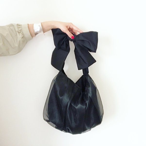 【受注生産】3way  ribbon tote bag （black）