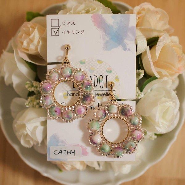 CATHY　＊マルチパープル＊　フラワーピアス・イヤリング