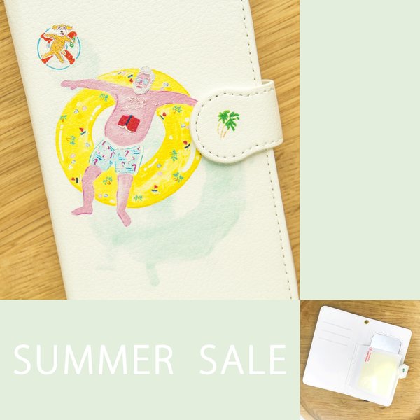 ♡SUMMER SALE♡【iPhone/Android対応】「Private Pool AM10:25」手帳型スマホケース Mサイズ　ミラー付き