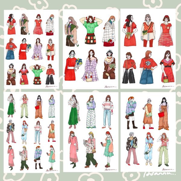 女の子シール48個セット（no.4）Sticker Set