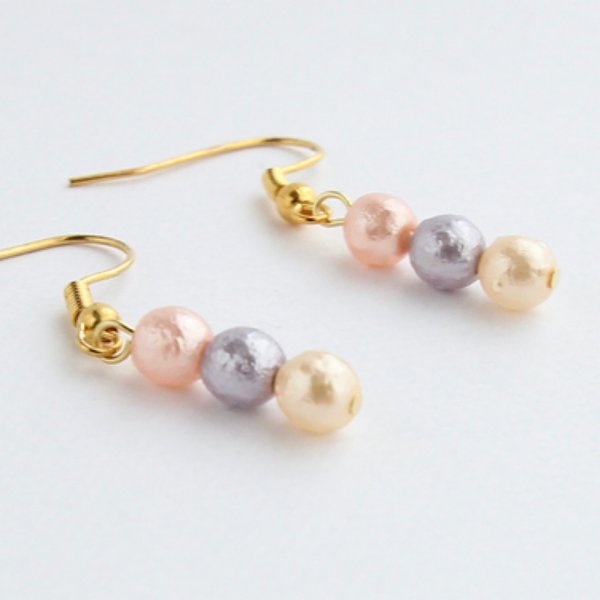 16kgp sugarpearlのおだんごピアス✿樹脂製・ノンホール・イヤリング加工可能