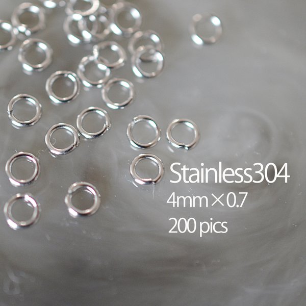 ステンレス304 金属アレルギー対応 丸カン 4mm×0.7mm 200個