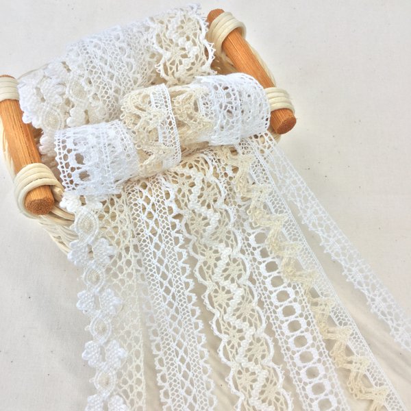 キナリ＆オフホワイトのレースセット   Ecru& off white lace set 50cm×6pcs