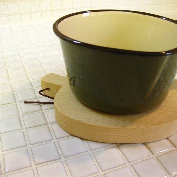 鍋敷き　アップル（小）クリアー　(木製)