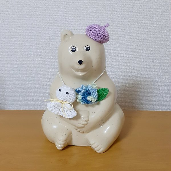 しろくま貯金箱用　紫陽花とてるてる坊主セット