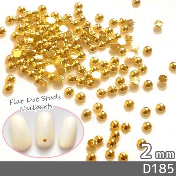 ネイル パーツ 高品質 ゴールド 丸 半球 2mm 100個 (D185)