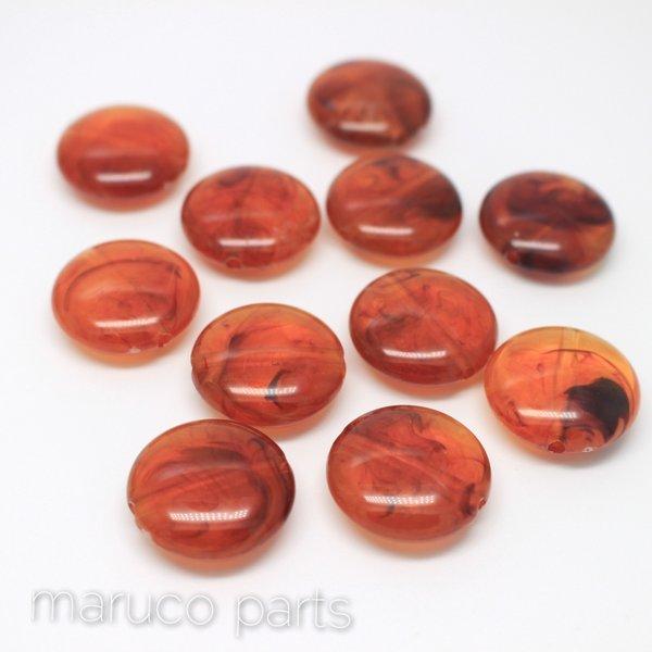 【マーブル天然石調＊フラットラウンド＊10個＊両穴】【2#ブラウン②】ヴィンテージ風◎beads-079-c2-m