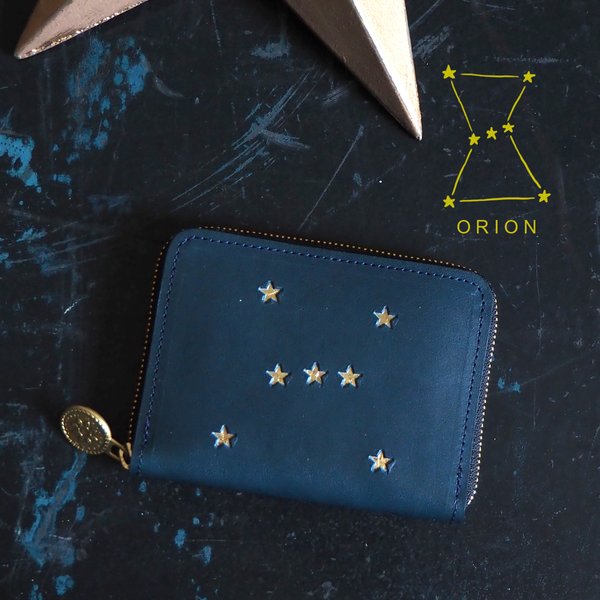 ラウンドファスナー コンパクト財布（ORION ナイトブルー）牛革 ミニ財布 メンズ レディース オリオン