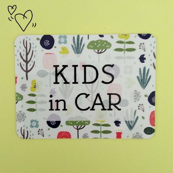 送料無料【№023】カラフル北欧風/車用セーフティーステッカー マグネット　ベビー　キッズ　 BABY in CAR 　KIDS in CAR