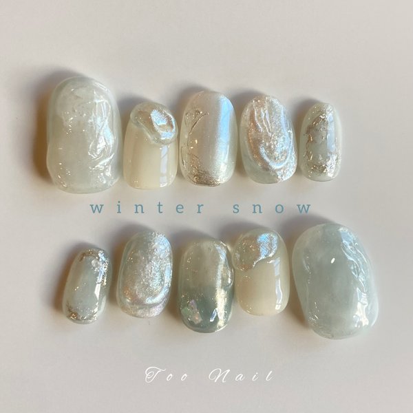 【再販】winter snow⛄️✨️奥行きオーロラうるうるネイル