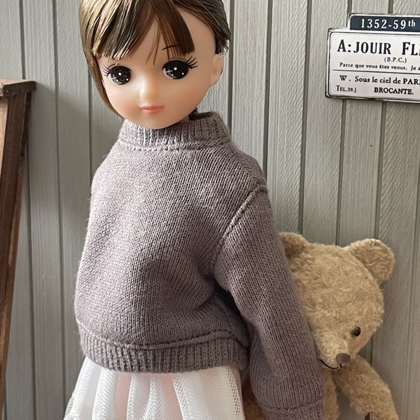 リカちゃん服＊スウェットプルオーバー・アッシュブラウン