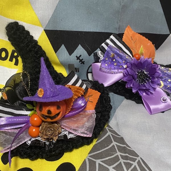 いぬ🐶ねこ🐱ペット用ハロウィン帽子、スタイセット🎃🦇🕸