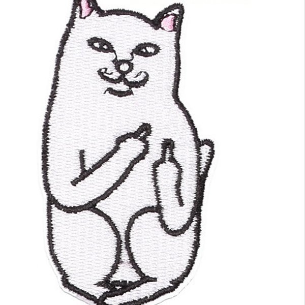 1枚 猫 ワッペン ネコ アップリケ 刺繍 アイロン接着 アイロンワッペン